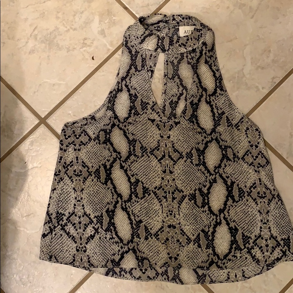Snakeskin High Neck Sleeveless Top